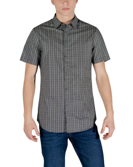 Armani Exchange Black Cotton Shortsleeve Shirt