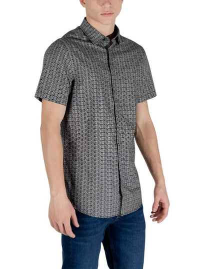 Armani Exchange Black Cotton Shortsleeve Shirt