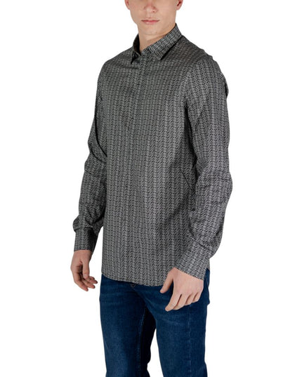 Armani Exchange Black Cotton Pattern Shirt