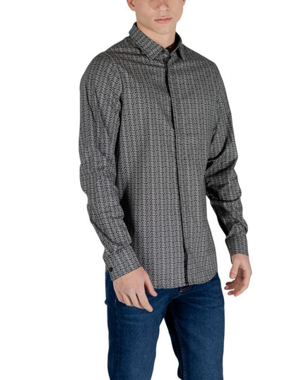 Armani Exchange Black Cotton Pattern Shirt