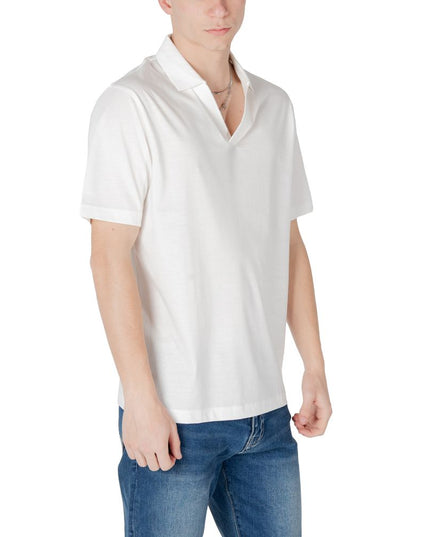 Armani Exchange White Cotton Polo Shirt