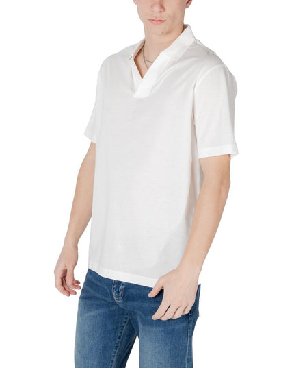 Armani Exchange White Cotton Polo Shirt
