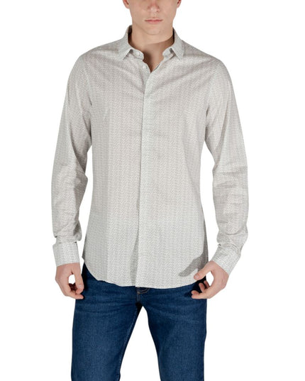 Armani Exchange Cream Cotton Pattern Shirt