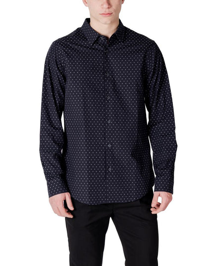 Armani Exchange Blue Cotton Pattern Shirt