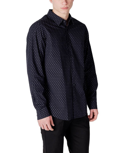 Armani Exchange Blue Cotton Pattern Shirt