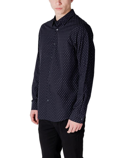 Armani Exchange Blue Cotton Pattern Shirt