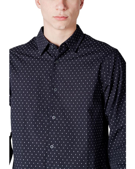 Armani Exchange Blue Cotton Pattern Shirt