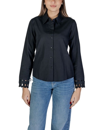Jacqueline De Yong Black Cotton Blouse
