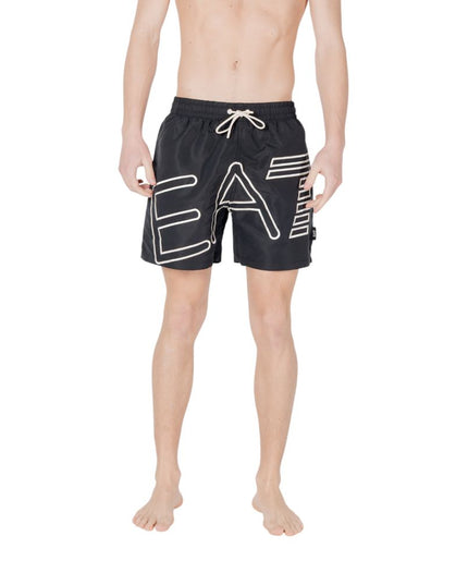EA7 Emporio Armani Black Polyester Swim Shorts