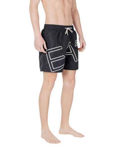 EA7 Emporio Armani Black Polyester Swim Shorts
