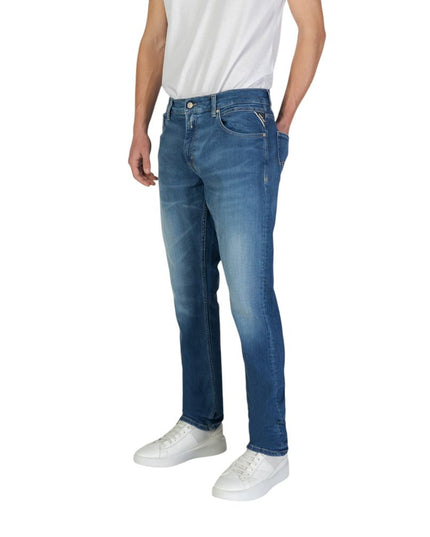 Replay Blue Cotton Slim Fit Jeans