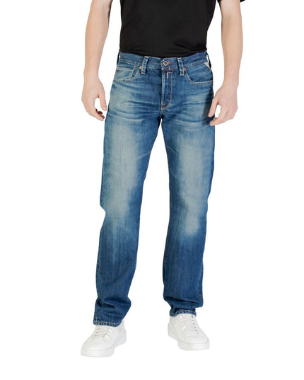 Replay Blue Cotton Relaxed Fit Jeans