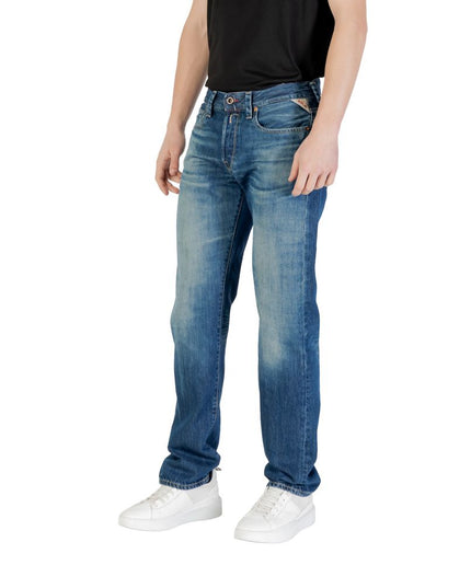 Replay Blue Cotton Relaxed Fit Jeans