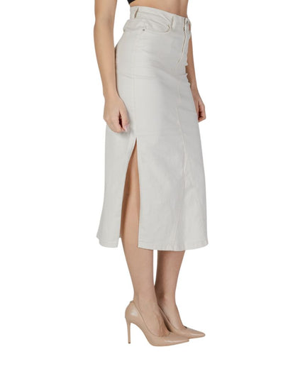 Vila Clothes Cream Cotton Long Skirt