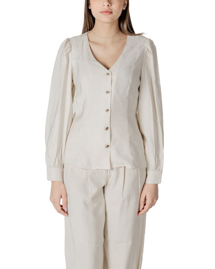 Vila Clothes Cream Viscose Top