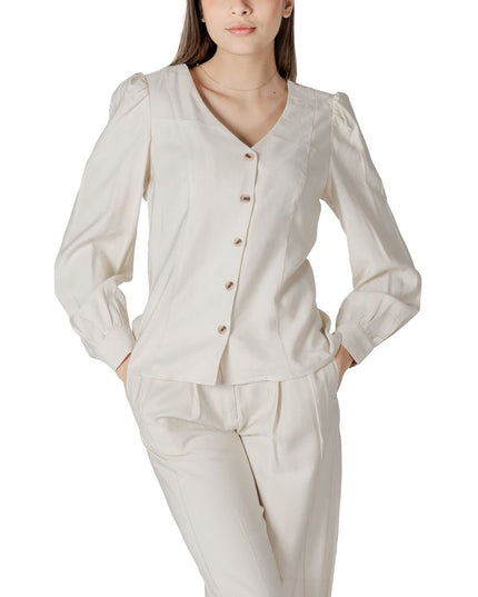 Vila Clothes Cream Viscose Top