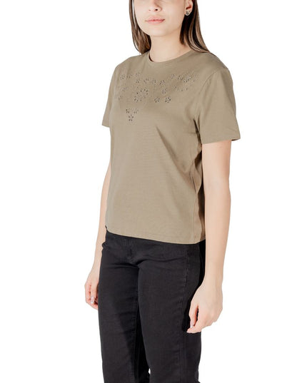 Jacqueline De Yong Green Cotton T-Shirt