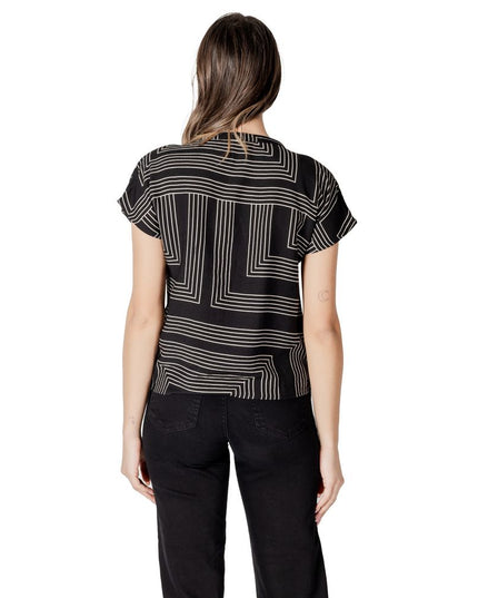 Jacqueline De Yong Black Viscose T-Shirt