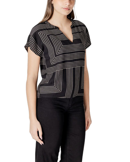 Jacqueline De Yong Black Viscose T-Shirt