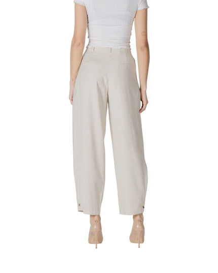 Vila Clothes Cream Viscose Casual Pants
