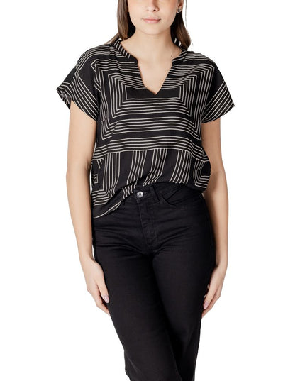 Jacqueline De Yong Black Viscose T-Shirt