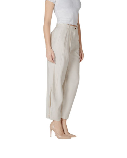 Vila Clothes Cream Viscose Casual Pants
