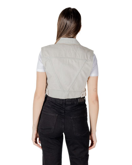 Only Light Blue Cotton Sleveless Jacket