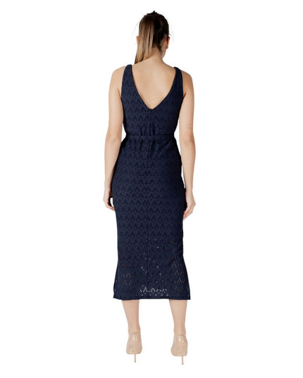 Vila Clothes Blue Recycled Polyester Midi Dress