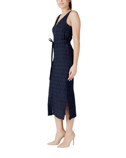 Vila Clothes Blue Recycled Polyester Midi Dress