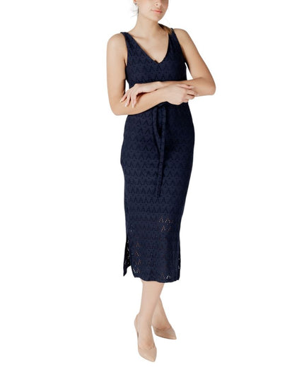 Vila Clothes Blue Recycled Polyester Midi Dress