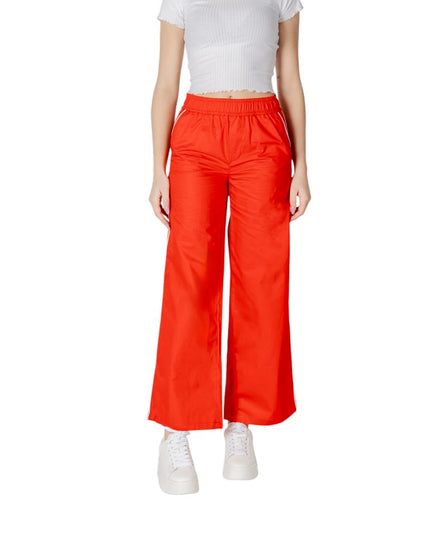 Only Red Cotton Casual Pants