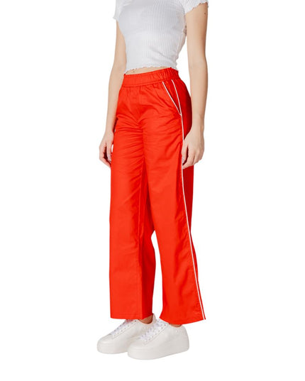 Only Red Cotton Casual Pants