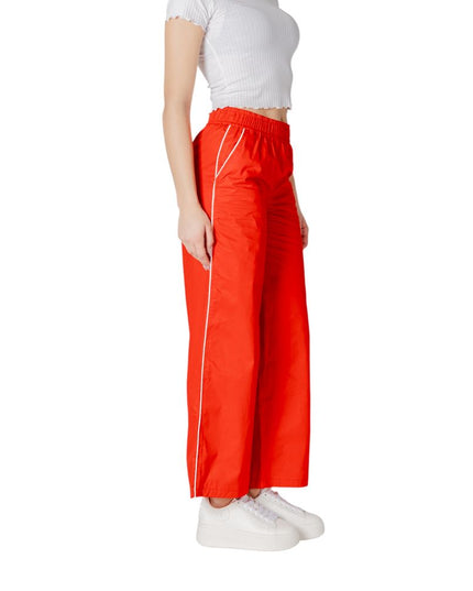 Only Red Cotton Casual Pants