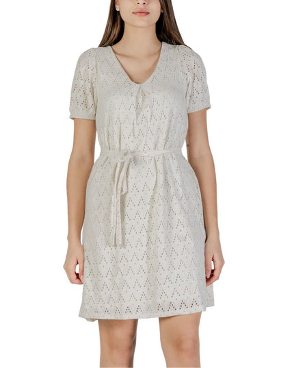 Vila Clothes Beige Recycled Polyester Short Dress