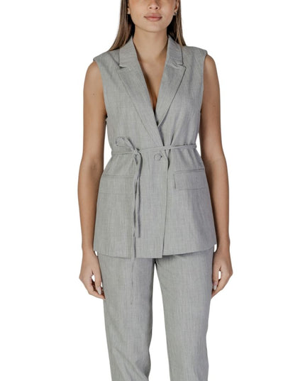 Vila Clothes Gray Recycled Polyester Waistcoat