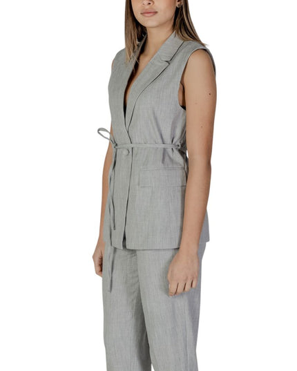 Vila Clothes Gray Recycled Polyester Waistcoat