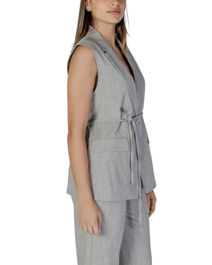 Vila Clothes Gray Recycled Polyester Waistcoat