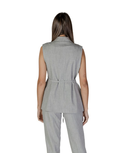 Vila Clothes Gray Recycled Polyester Waistcoat