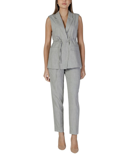 Vila Clothes Gray Recycled Polyester Waistcoat