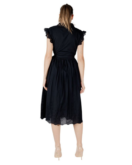 Vila Clothes Black Cotton Midi Dress