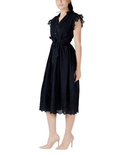 Vila Clothes Black Cotton Midi Dress