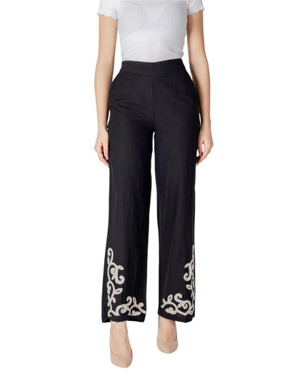 Vila Clothes Black Viscose Flared Pants