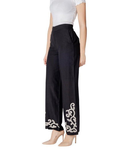 Vila Clothes Black Viscose Flared Pants