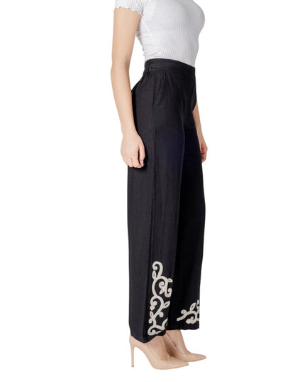 Vila Clothes Black Viscose Flared Pants