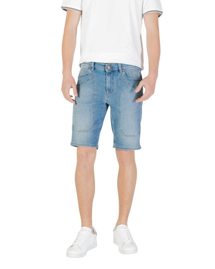 Jeckerson Light Blue Cotton Bermuda Shorts