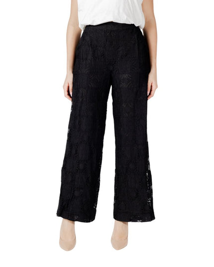 Vila Clothes Black Cotton Casual Pants