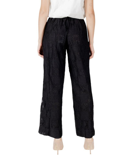 Vila Clothes Black Cotton Casual Pants