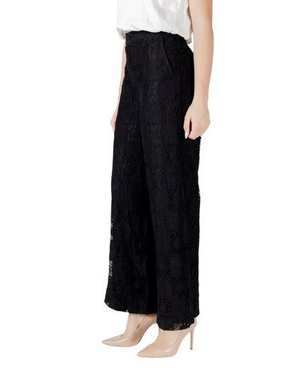 Vila Clothes Black Cotton Casual Pants