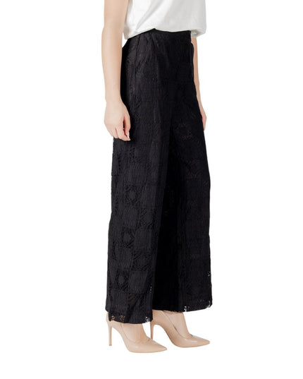 Vila Clothes Black Cotton Casual Pants