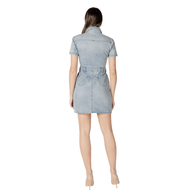 Morgan De Toi Blue Cotton Midi Dress